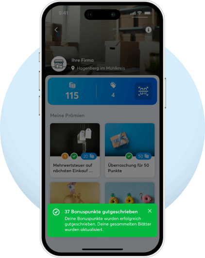 Smartphone zeigt Screen nach erfolgreichem Bon-Scan in der goodio-App