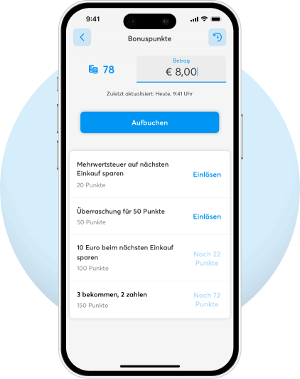 Smartphone zeigt Screen zur Bonuspunkte-Eingabe in der goodio business-App