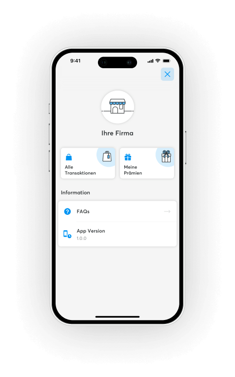 Smartphone zeigt Übersichts-Screen eines Händlers in goodio business-App